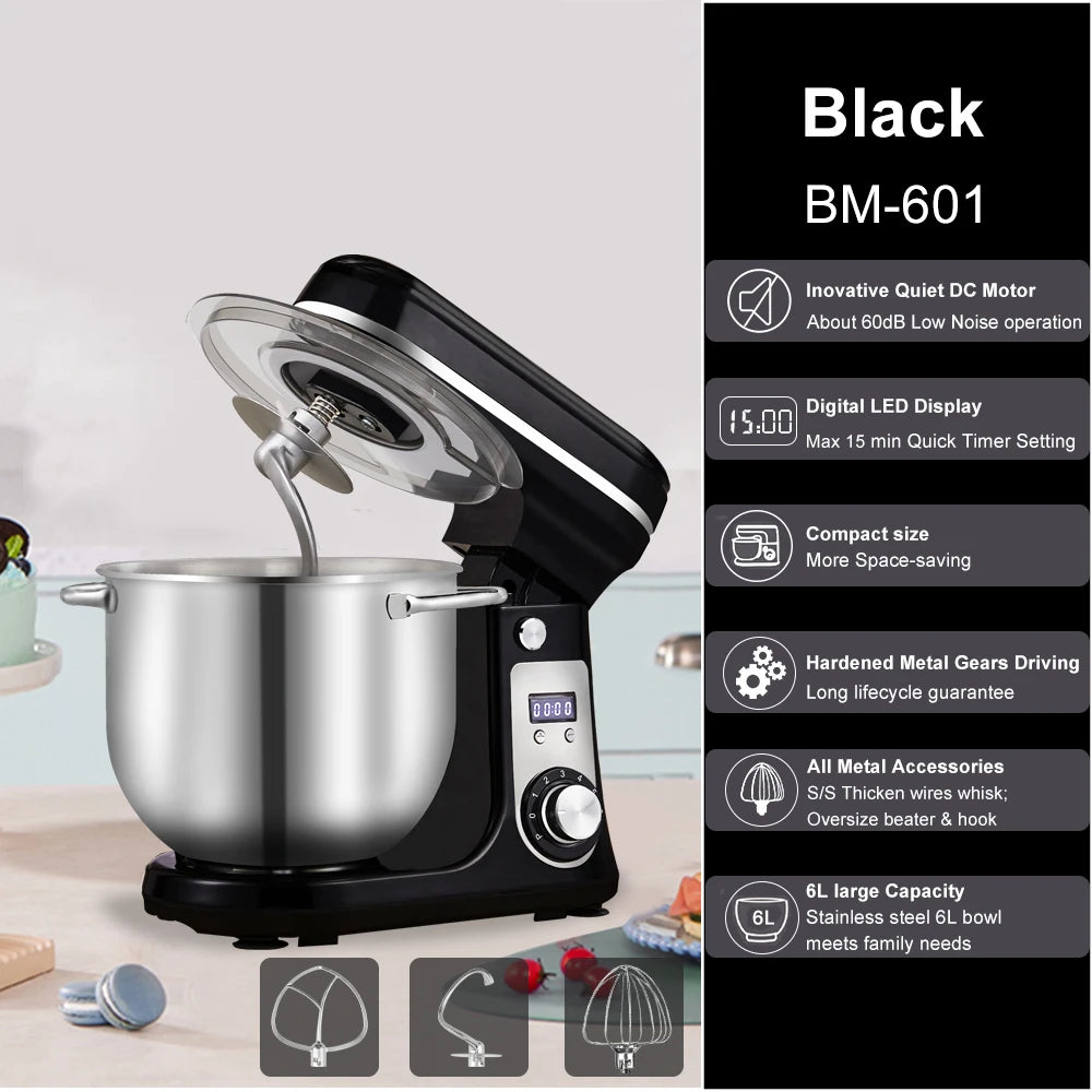 Electric 6-Speed Stand Mixer and Dough Kneader 1200W
