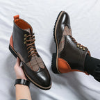 Men's Colorblock Lace-Up Combat Boots