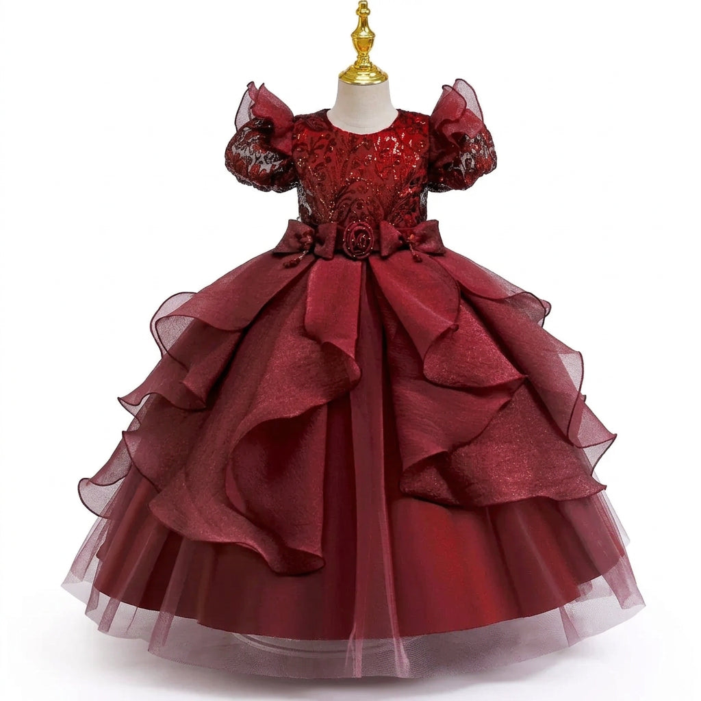 Girls' Long Formal Ball Gown Dress for Christmas and Weddings