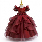 Girls' Long Formal Ball Gown Dress for Christmas and Weddings