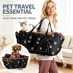 Portable Paw Print Small Dog Cat Car Booster Seat Carrier