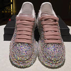 Women's Round Toe Platform Lace-Up Casual Sneakers