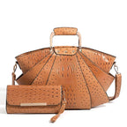 Women's Metal Top Handle PU Leather Large Capacity Shoulder Tote Bag