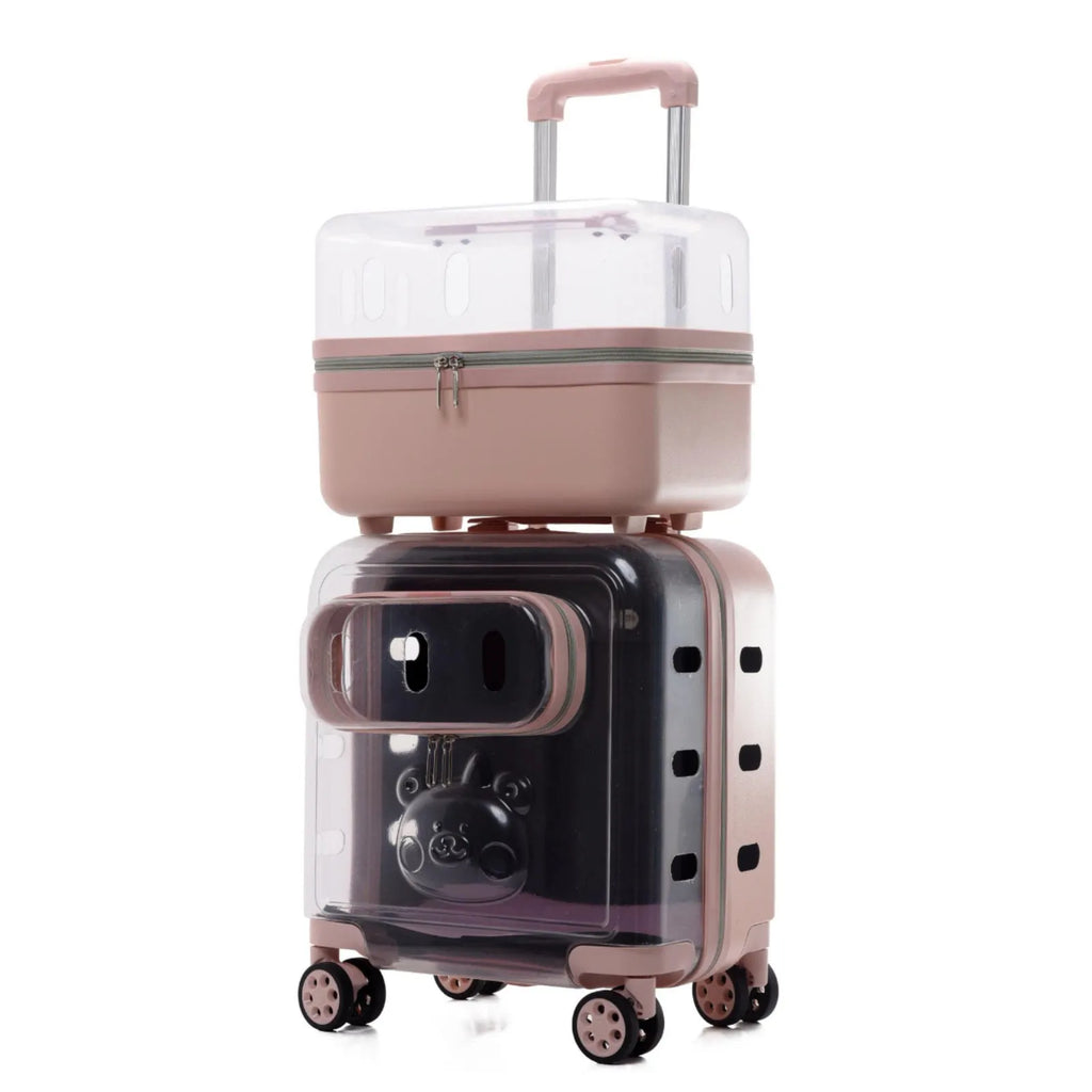 Double-layer Rolling Pet Stroller Carrier Backpack for Cats Dogs