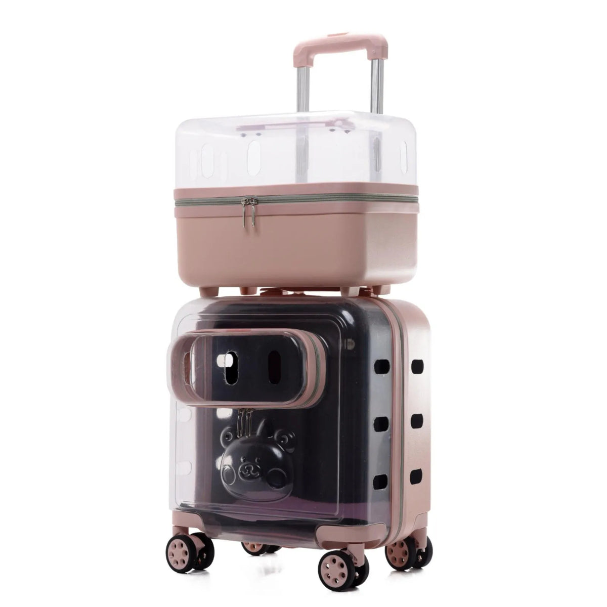 Double-layer Rolling Pet Stroller Carrier Backpack for Cats Dogs