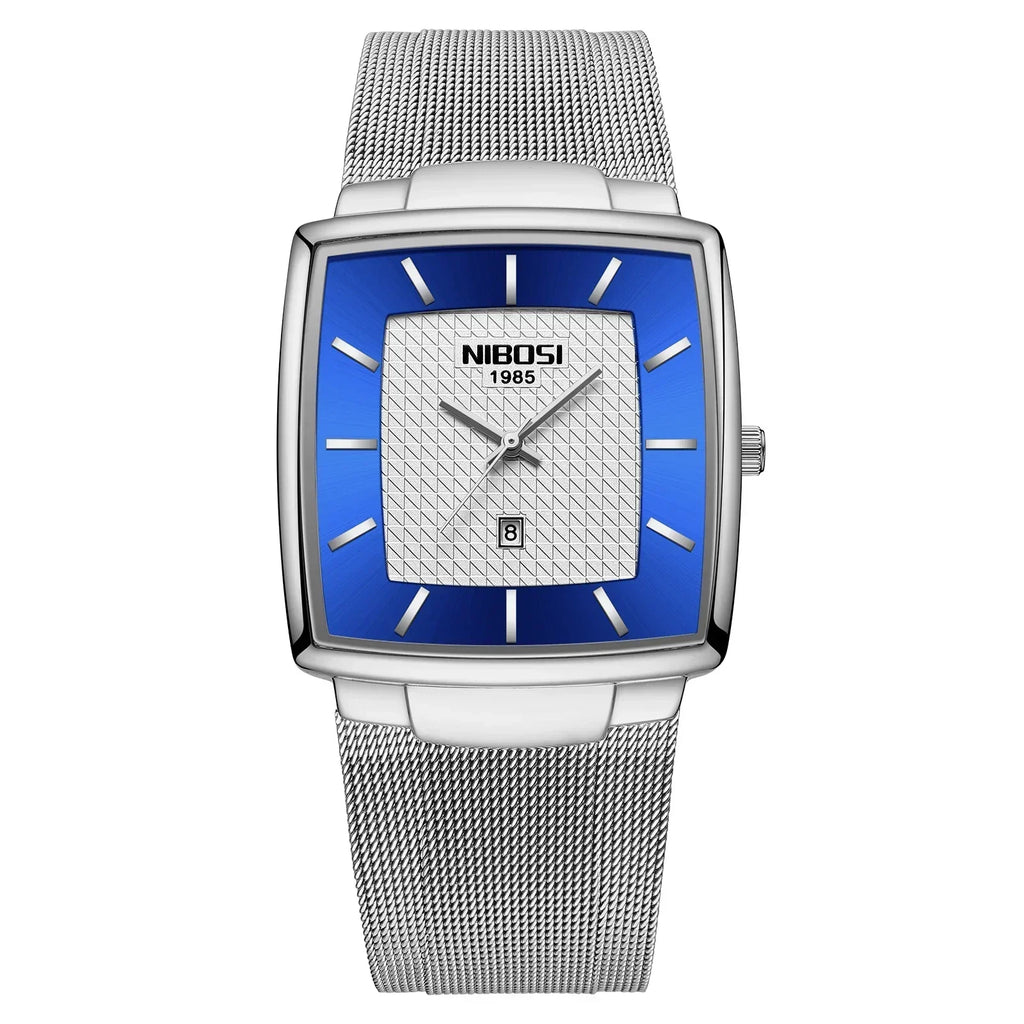 Men's Fashion Square Stainless Steel Quartz Wristwatch