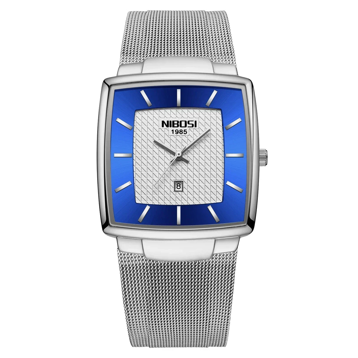 Men's Fashion Square Stainless Steel Quartz Wristwatch