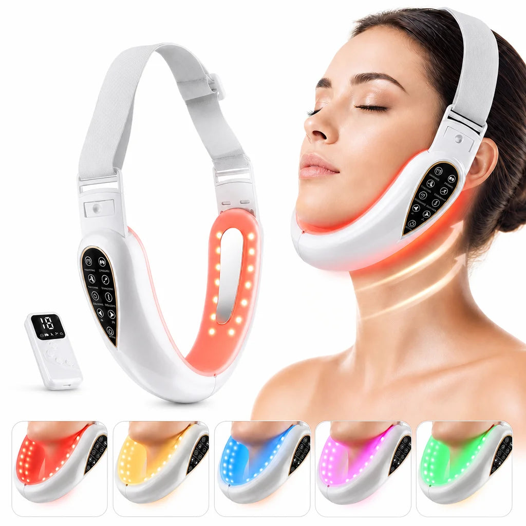 V Face Massage Belt with Vibration Hot Cold Compress