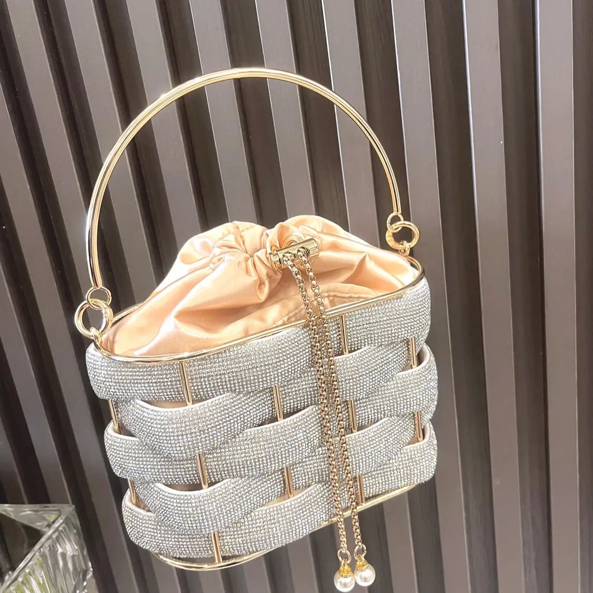 Women's Luxury Rhinestone Bucket Evening Clutch Bag
