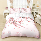 Cherry Blossom Print Duvet Cover Set with Pillowcases