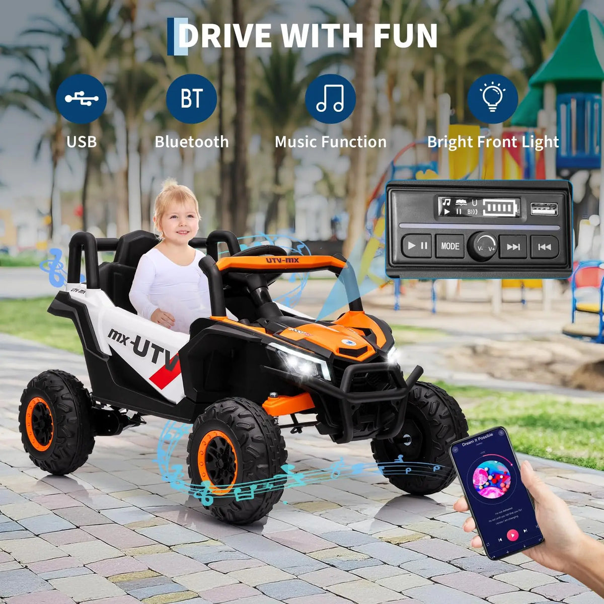 Kids 12V Electric Ride-On UTV Truck Toy with Remote Control