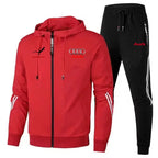 Men's Zip-Up Hooded Sweatshirt and Pants Two Piece Set