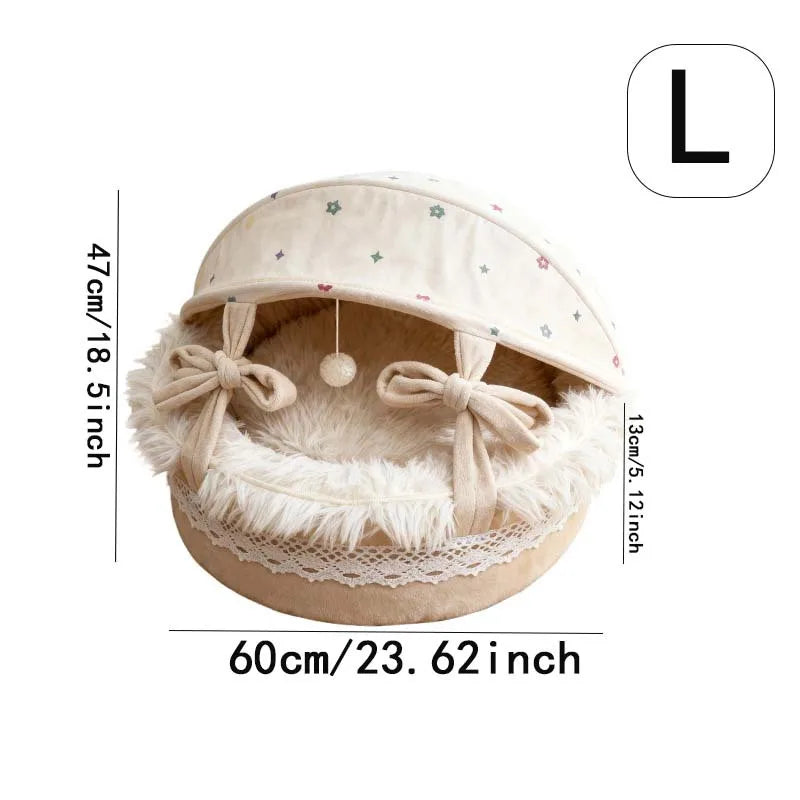 Lace Canopy Pet Cradle Bed for Cats Dogs