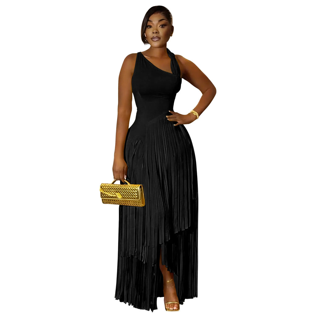 Women's Elegant Sleeveless Dashiki Tassel Maxi Dress