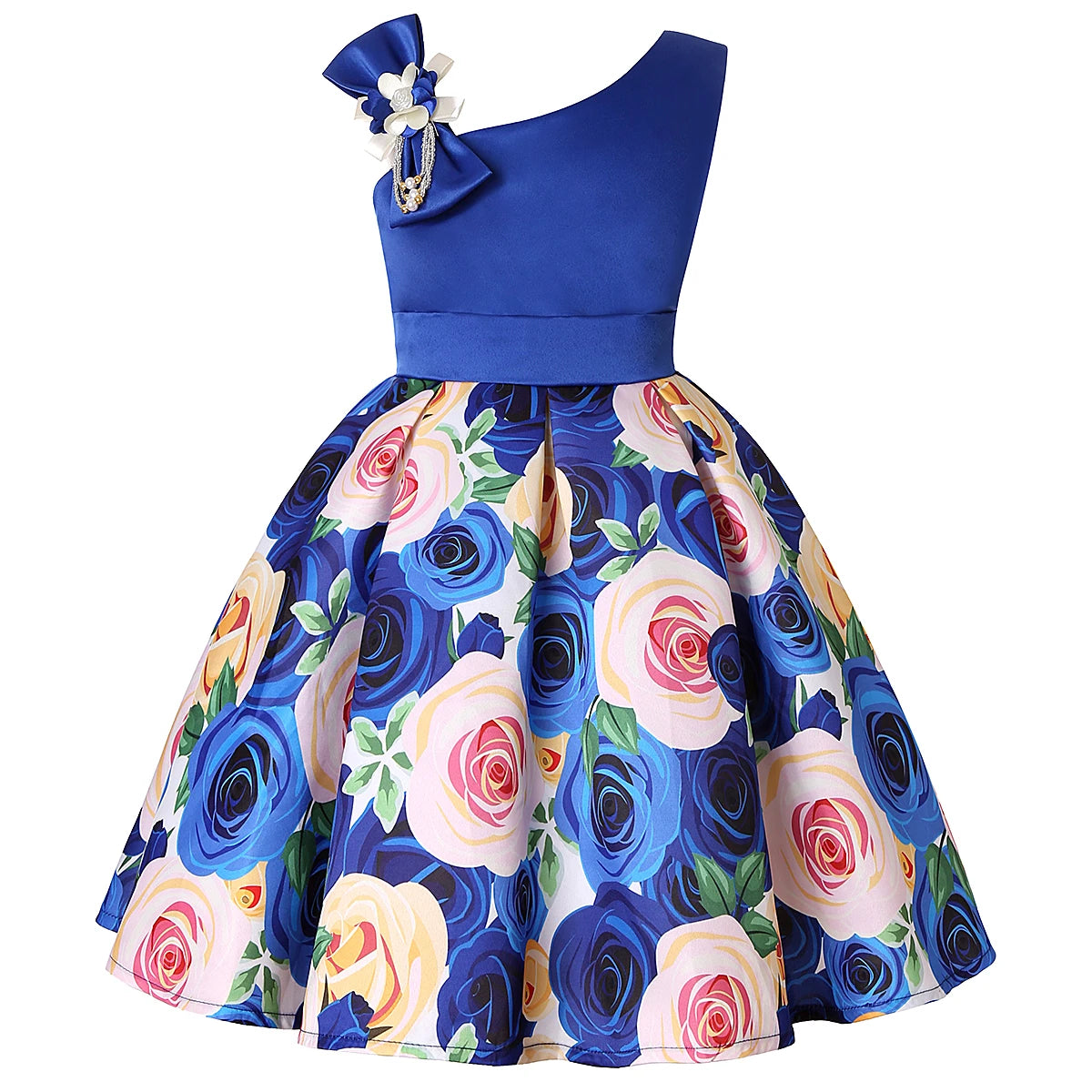 Girls' Floral Ball Gown Sleeveless Tea-Length Party Dress