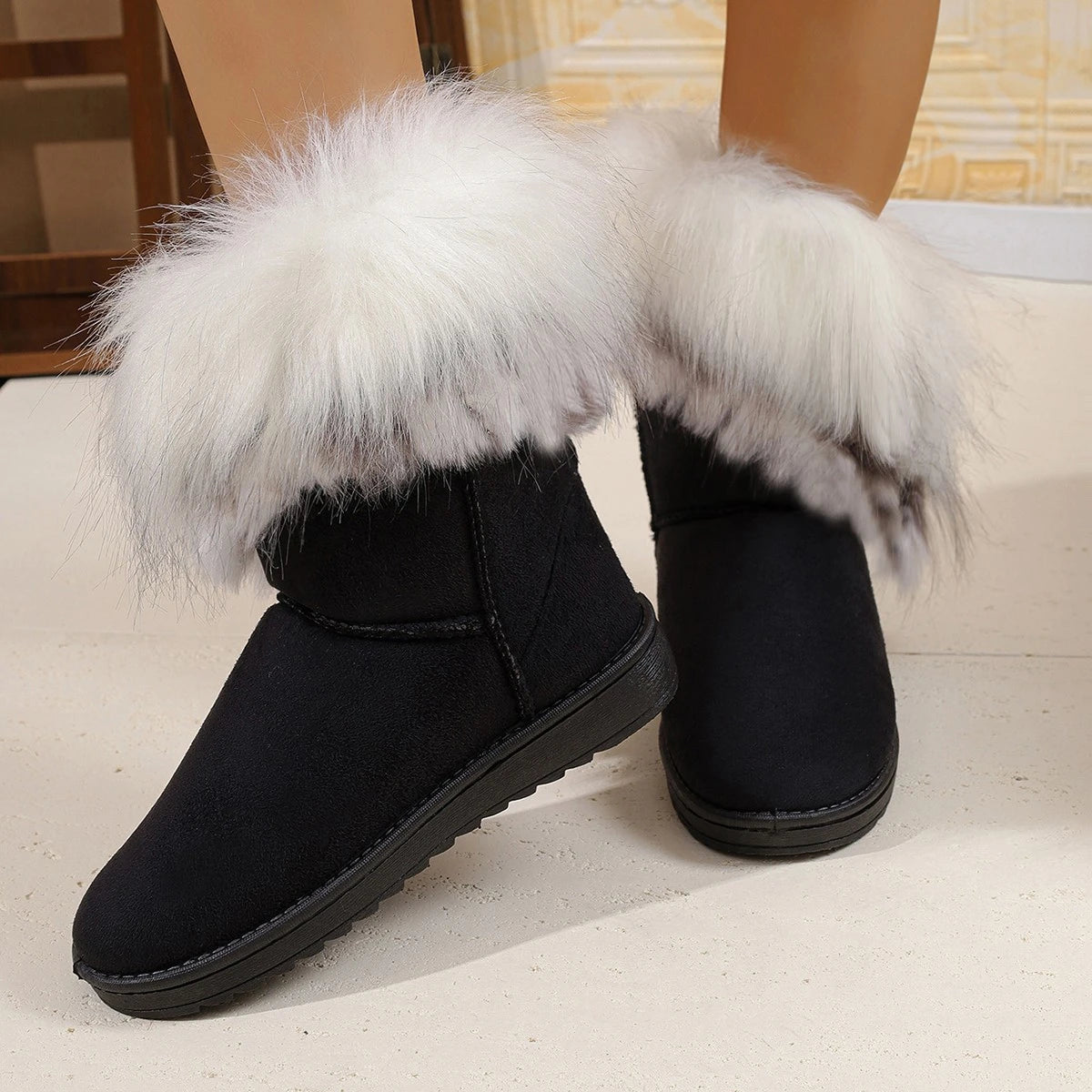 Women's Solid Color Mid-Calf Snow Boots