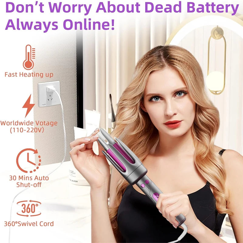 32mm Automatic Rotating Curling Iron with Digital Display