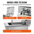 Commercial Electric Dual Tank Countertop Deep Fryer with Drain Valves