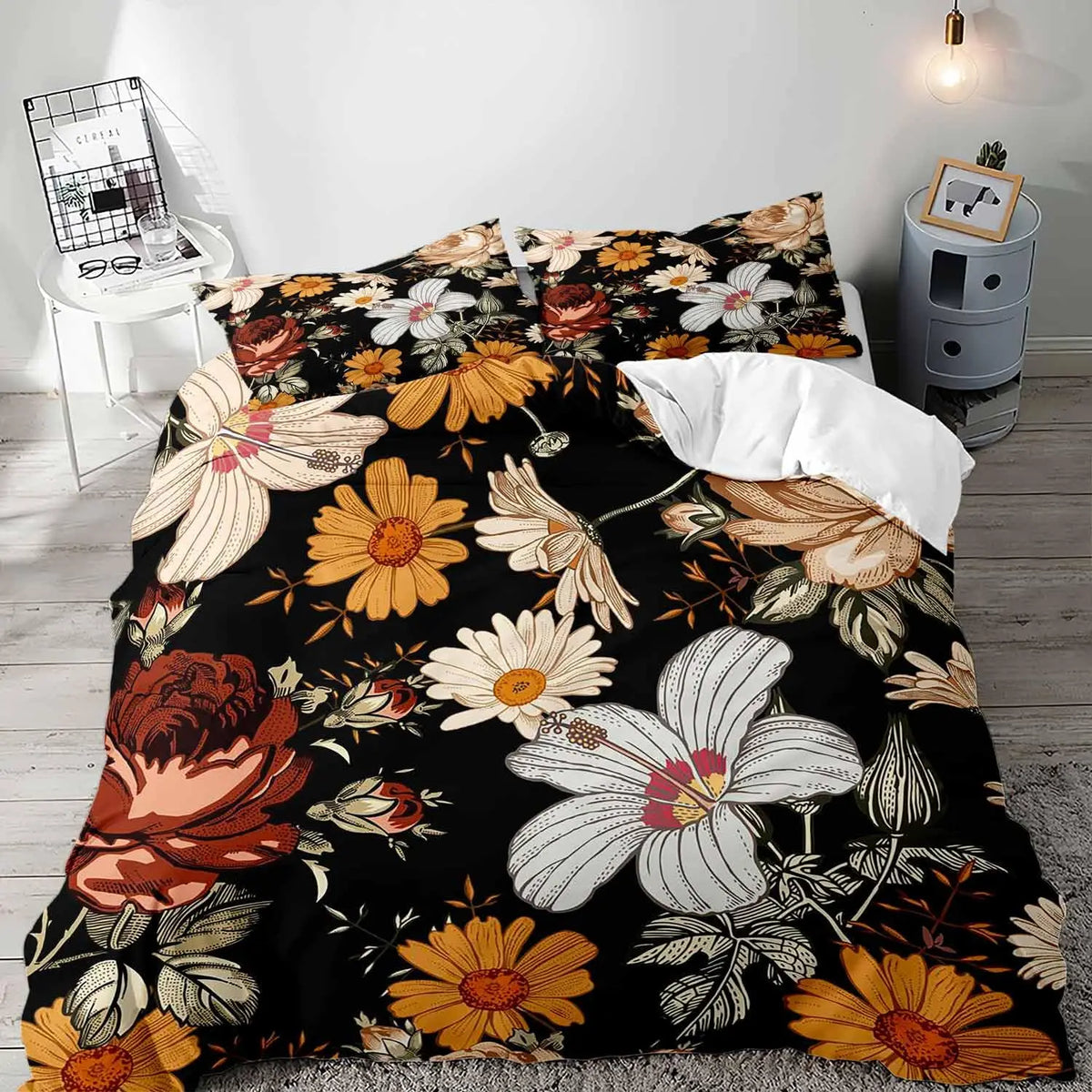 Gothic Floral Duvet Cover Set with Pillowcases