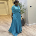 Women's V-Neck Short Sleeve Ruched Maxi Dress