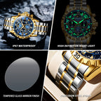 Men's Luminous Chronograph Stainless Steel Quartz Watch