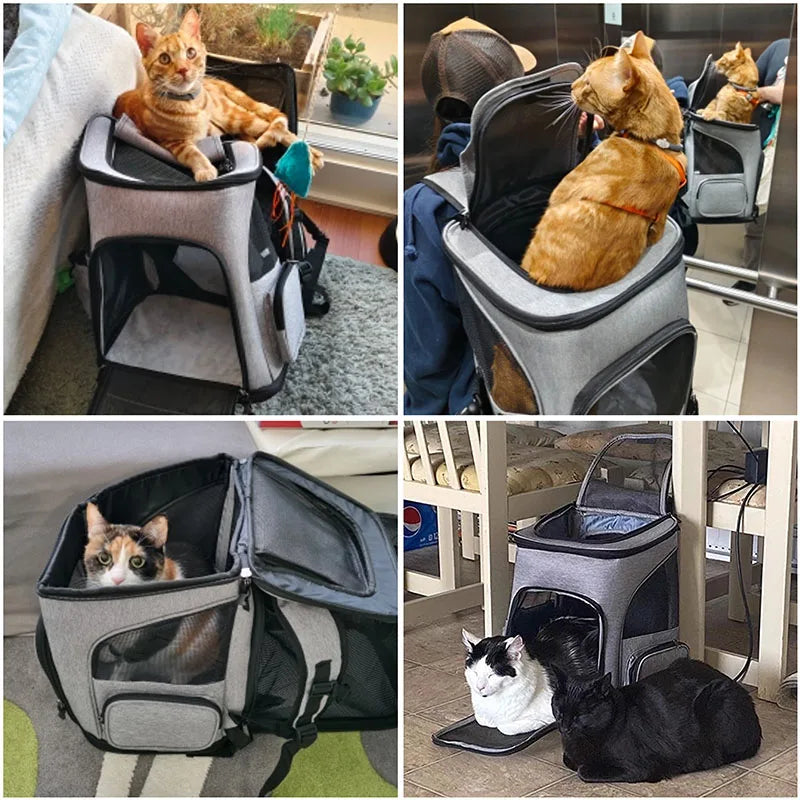 Breathable Expandable Pet Carrier Backpack for Cats Dogs