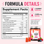Biotin Gummies 5000 mcg Hair Skin Nails Support Vegan 30 Count