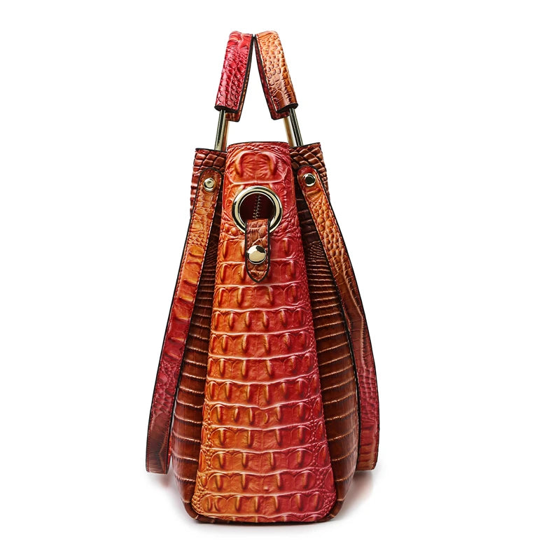 Women's Crocodile Pattern Handbag Shoulder Tote Bag