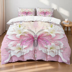 Butterfly Print Microfiber Duvet Cover Set
