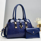 Women's Crocodile Pattern PU Leather Handbag Shoulder Tote Bag