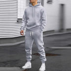 Men's Two-Piece Hooded Jogging Suit Fleece Zip Sweatshirt