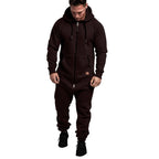 Men's Solid Hooded Fleece Jumpsuit Set