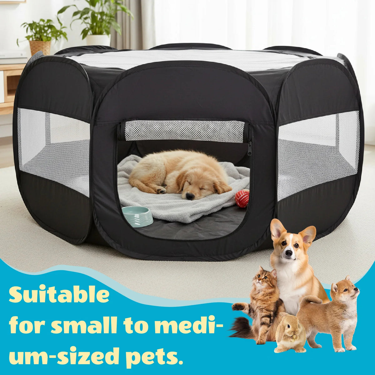 Foldable Portable Small Animal Playpen Enclosure for Cats Dogs
