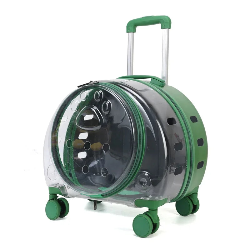 Portable Breathable Rolling Pet Carrier Suitcase for Cats Dogs