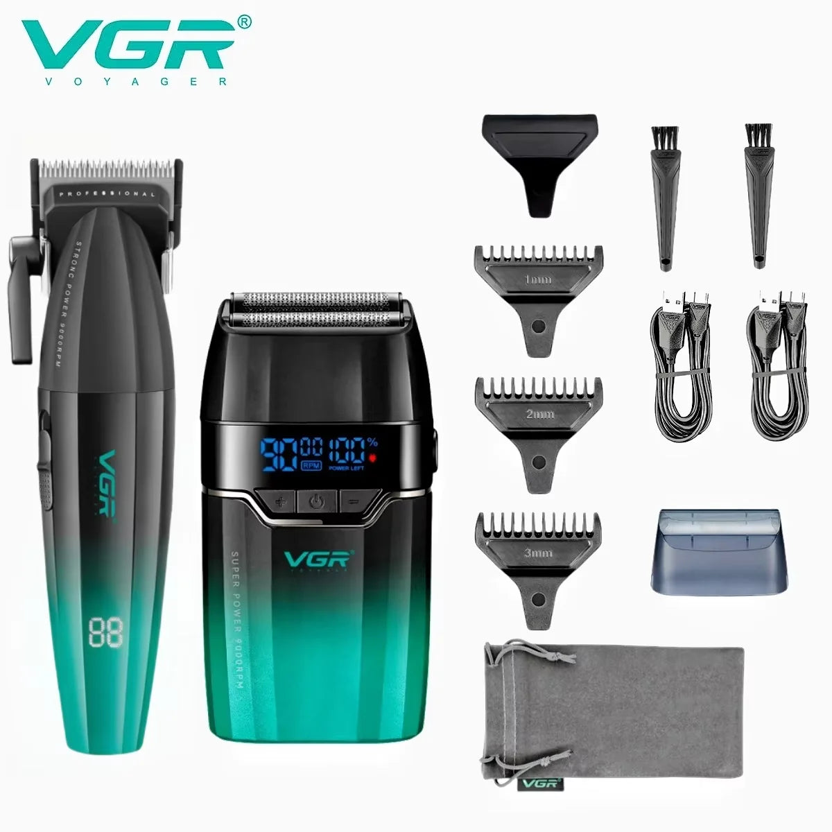 Men Professional Cordless Hair Clipper Rechargeable Trimmer Set