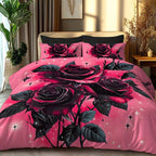 3D Printed Rose Duvet Cover Set Skin-Friendly Polyester