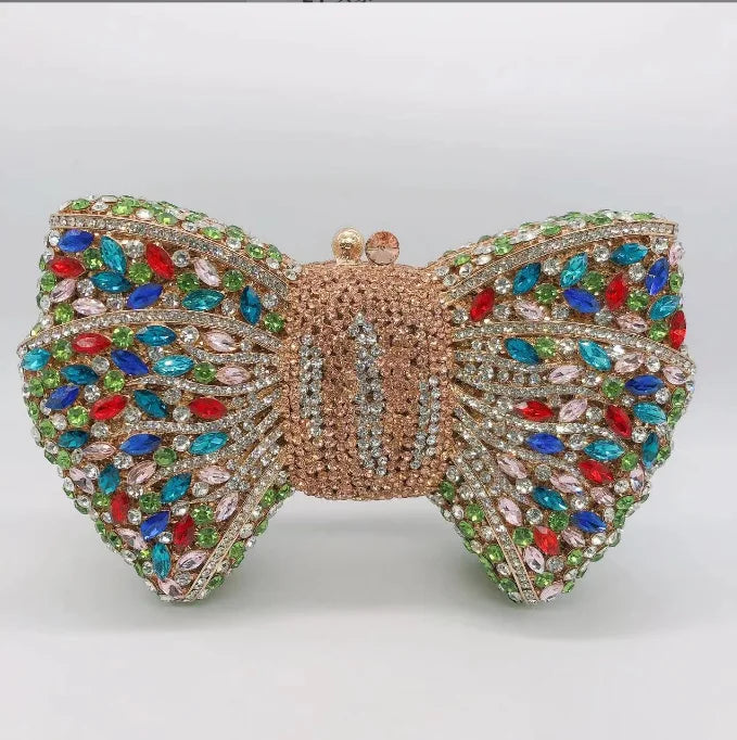 Women's Luxury Rhinestone Bow Wedding Evening Clutch Bag