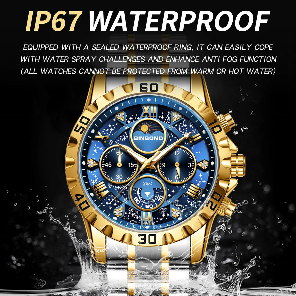 Men's Luminous Chronograph Stainless Steel Quartz Watch