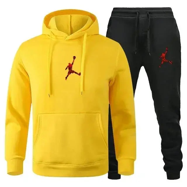 Men's Hooded Pullover and Jogger Pants Two-Piece Set
