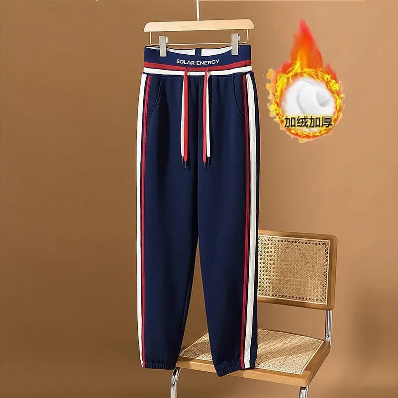 Women's Plush Thickened Round Neck Casual Sports Two-Piece Set
