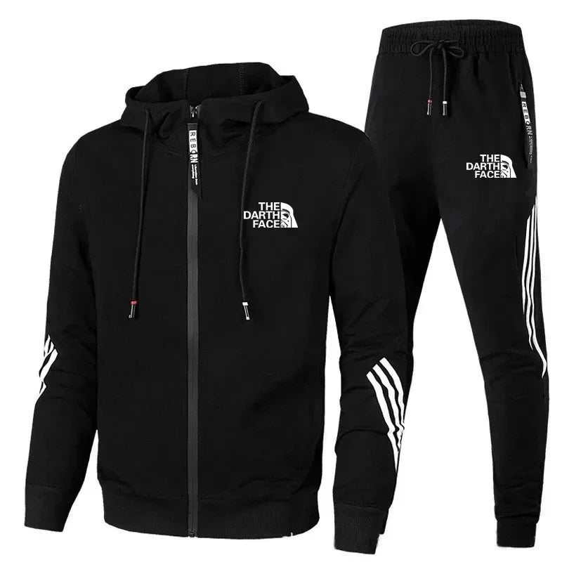 Men's Printed Hooded Two Piece Sweatshirt Set