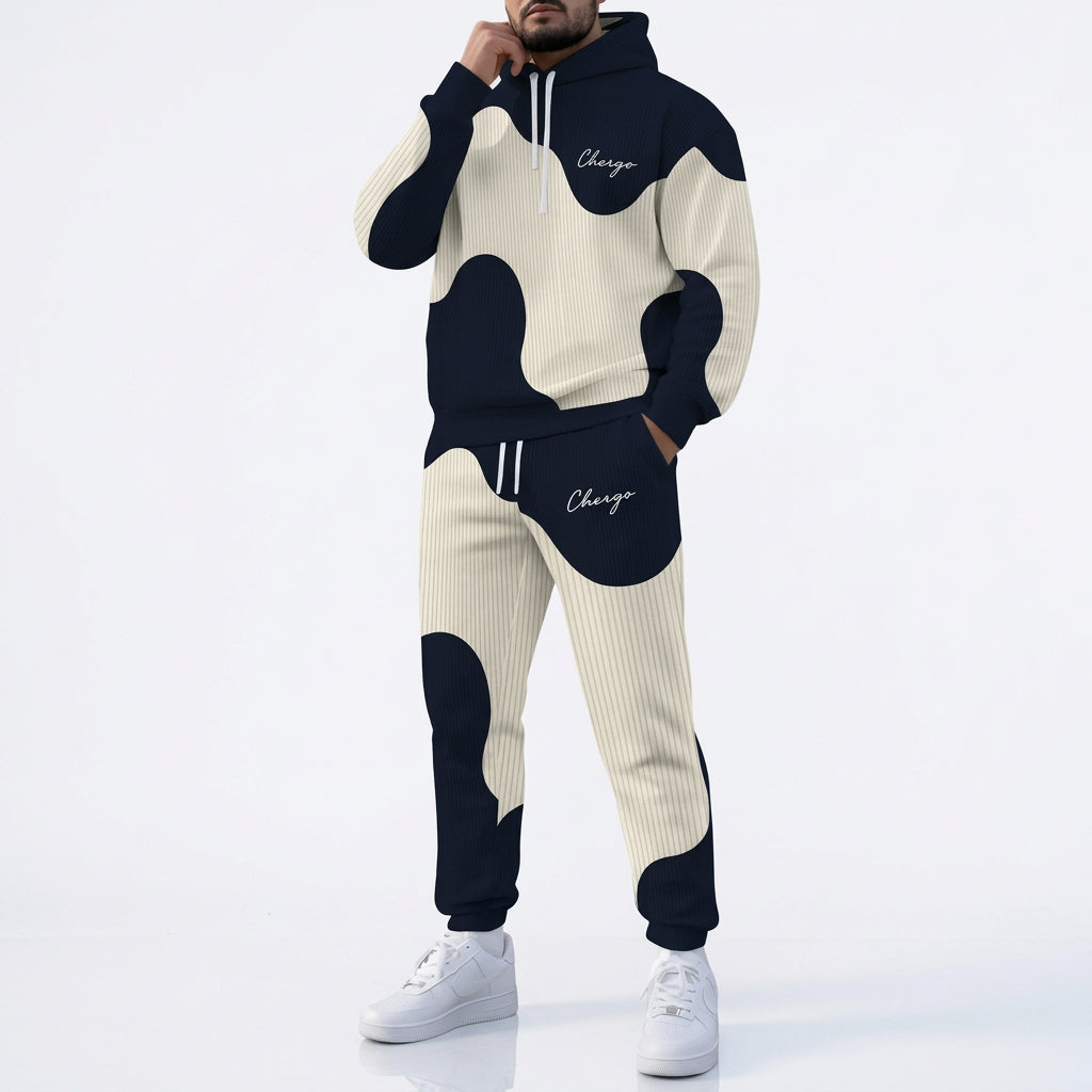 Men's 3D Pattern Printed Hoodie and Pants Two-Piece Set