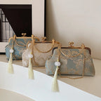 Women's Luxury Embroidered Floral Evening Clutch Bag