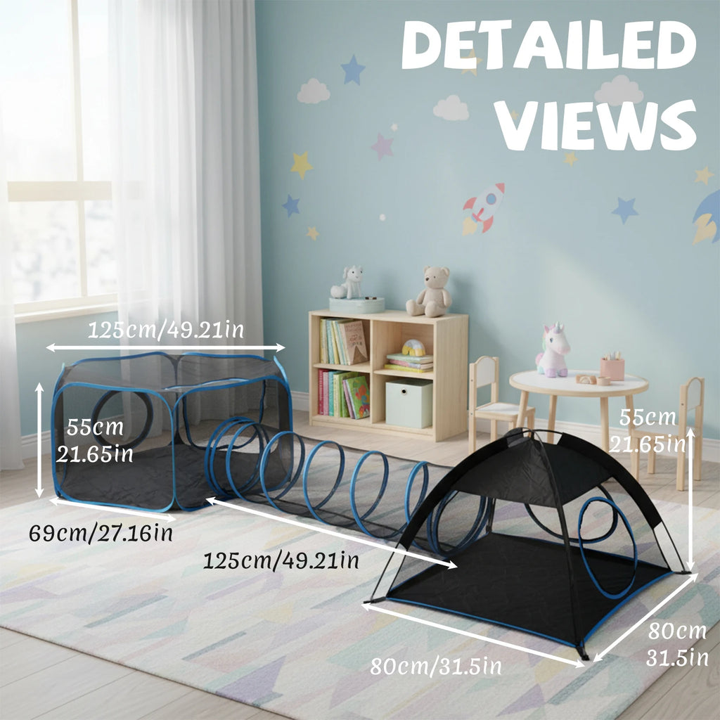 Foldable Pet Tunnel Tent Playpen for Cats Dogs
