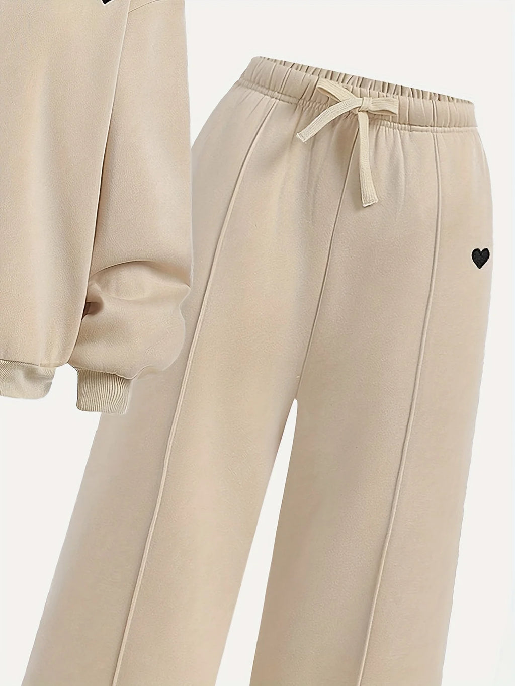 Girls' Round-Neck Sweatshirt and Wide-Leg Pants 2-Piece Set