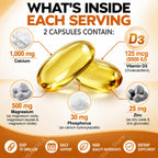 Calcium Magnesium Zinc Vitamin D3 Bone Muscle Support Dietary Supplement Capsules