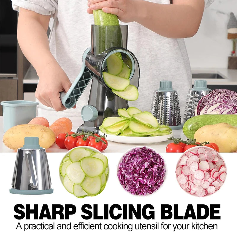 3-in-1 Manual Rotary Cheese Grater and Vegetable Slicer JT242
