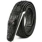 Men's Crocodile Pattern Leather Belt with Smooth Buckle