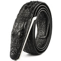 Men's Crocodile Pattern Leather Belt with Smooth Buckle