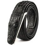 Men's Crocodile Pattern Leather Belt with Smooth Buckle